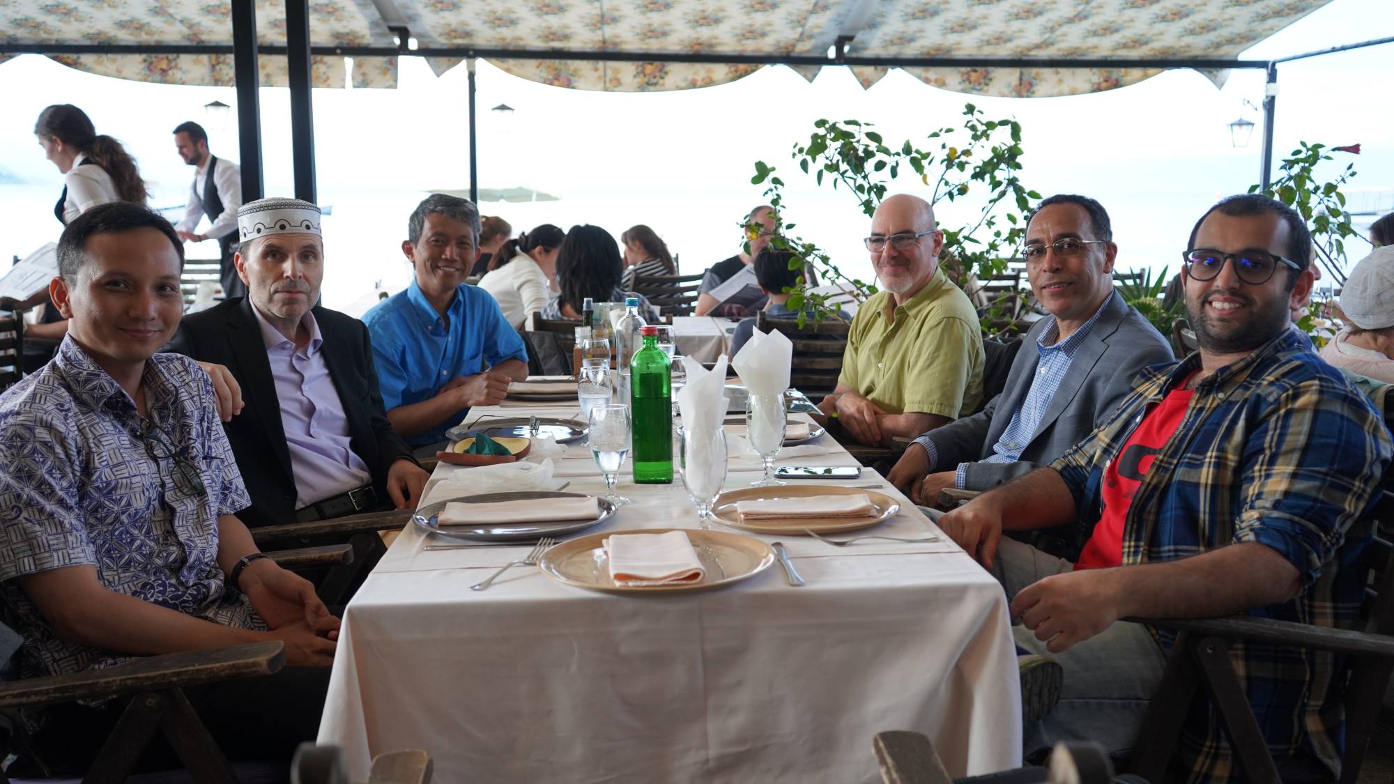 Group participants having dinner